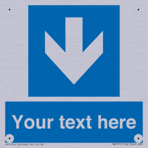 Custom Directional signage blue down arrow 